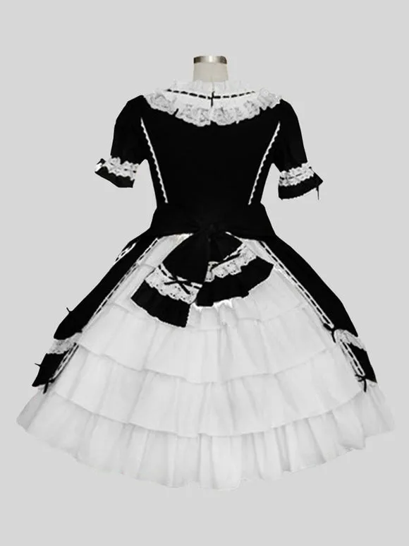 Sweet Lolita Dress Polyester Short Sleeves Dress