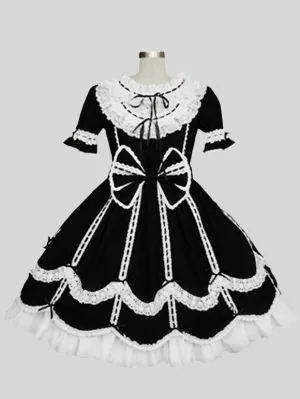 Sweet Lolita Dress Polyester Short Sleeves Dress