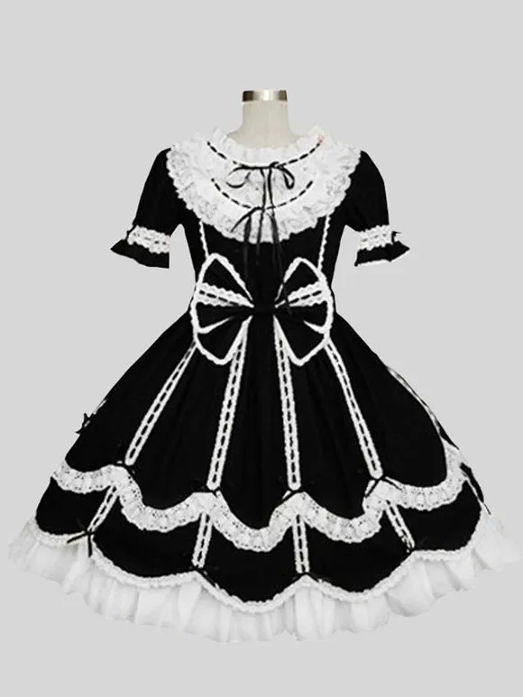 Sweet Lolita Dress Polyester Short Sleeves Dress