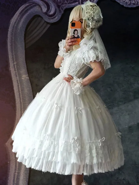 Sweet Lolita Dress Polyester Sleeveless Lolita Wedding Dress