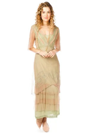 Sylvia 1920s Titanic Style Dress in Sage