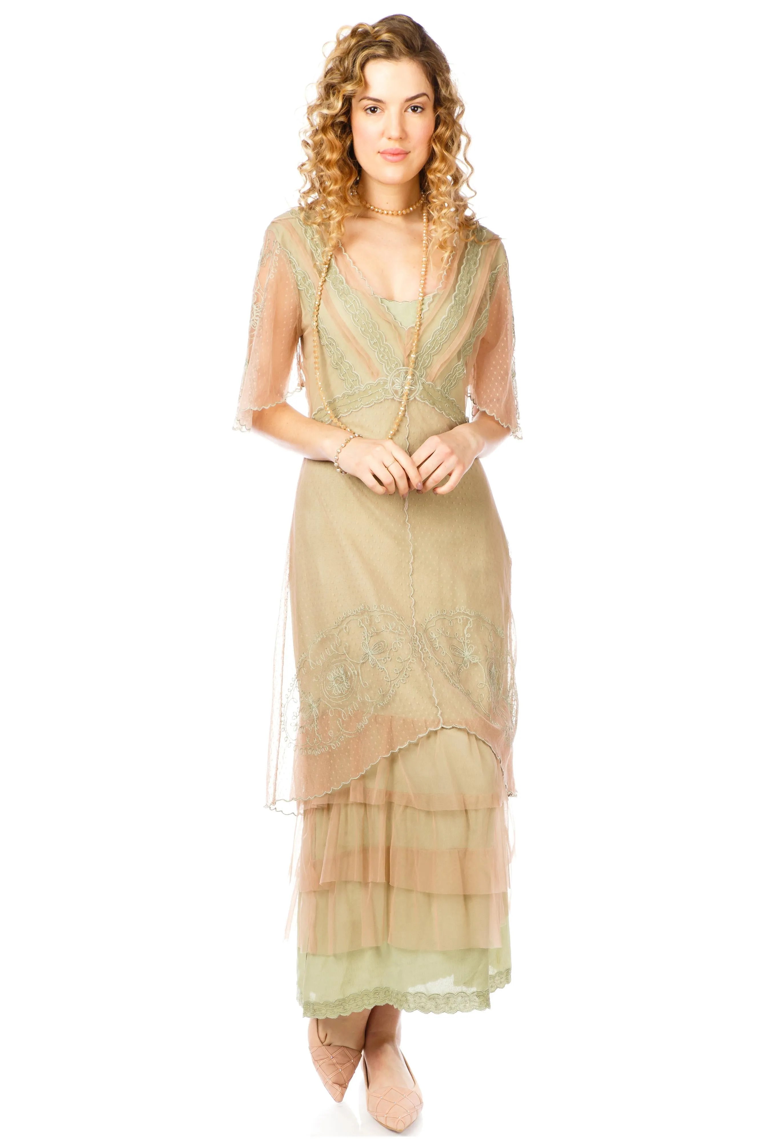 Sylvia 1920s Titanic Style Dress in Sage