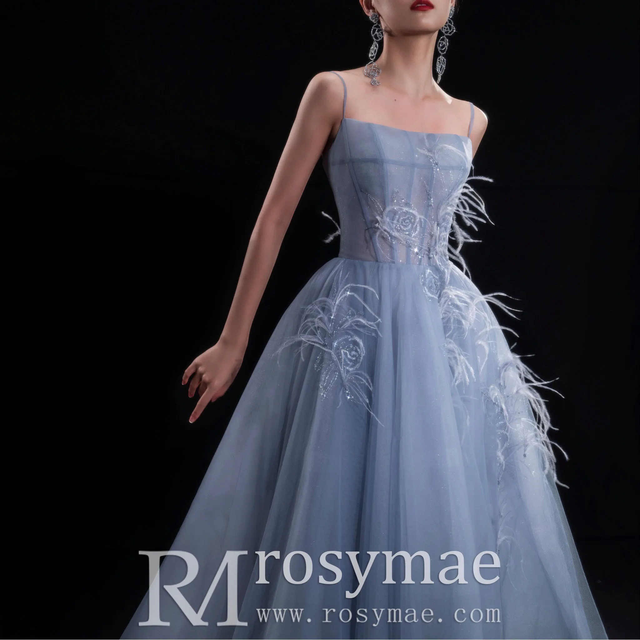 Tea Length A-line Cocktail Dress Party Gown with Spaghetti Strap