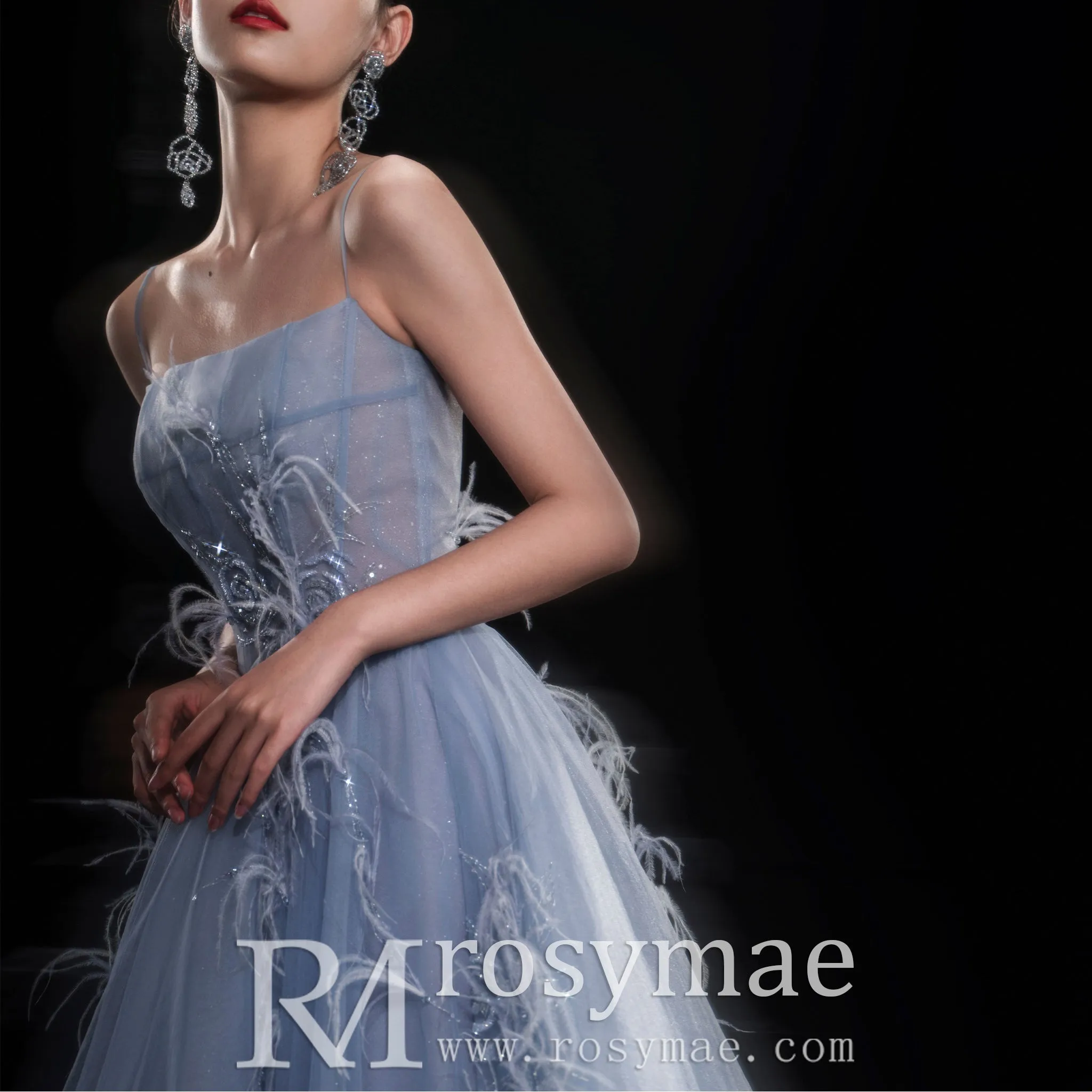 Tea Length A-line Cocktail Dress Party Gown with Spaghetti Strap
