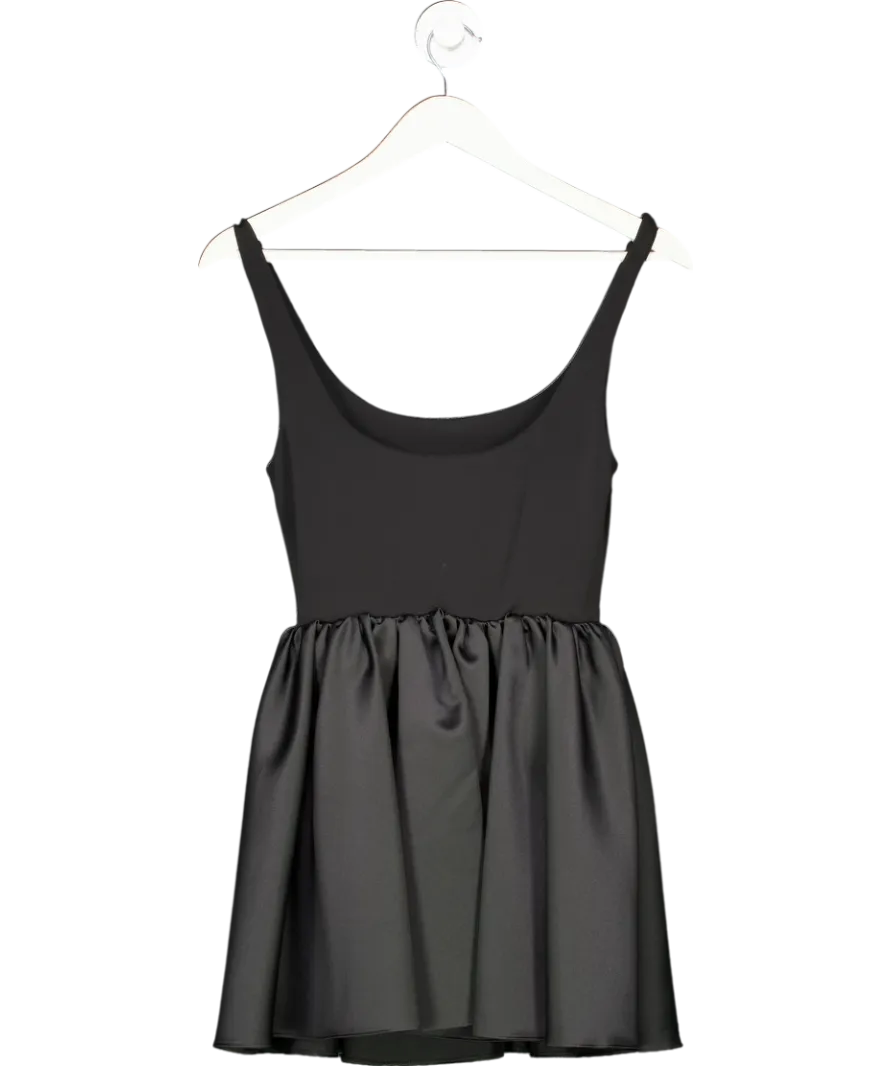 The Andamane Black Sleeveless Mini Dress With Satin Skirt UK 10