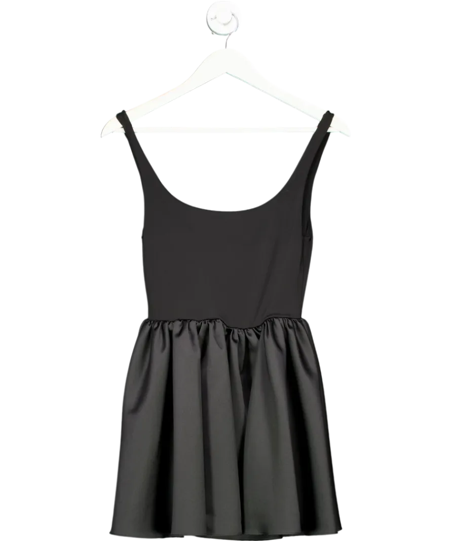 The Andamane Black Sleeveless Mini Dress With Satin Skirt UK 10