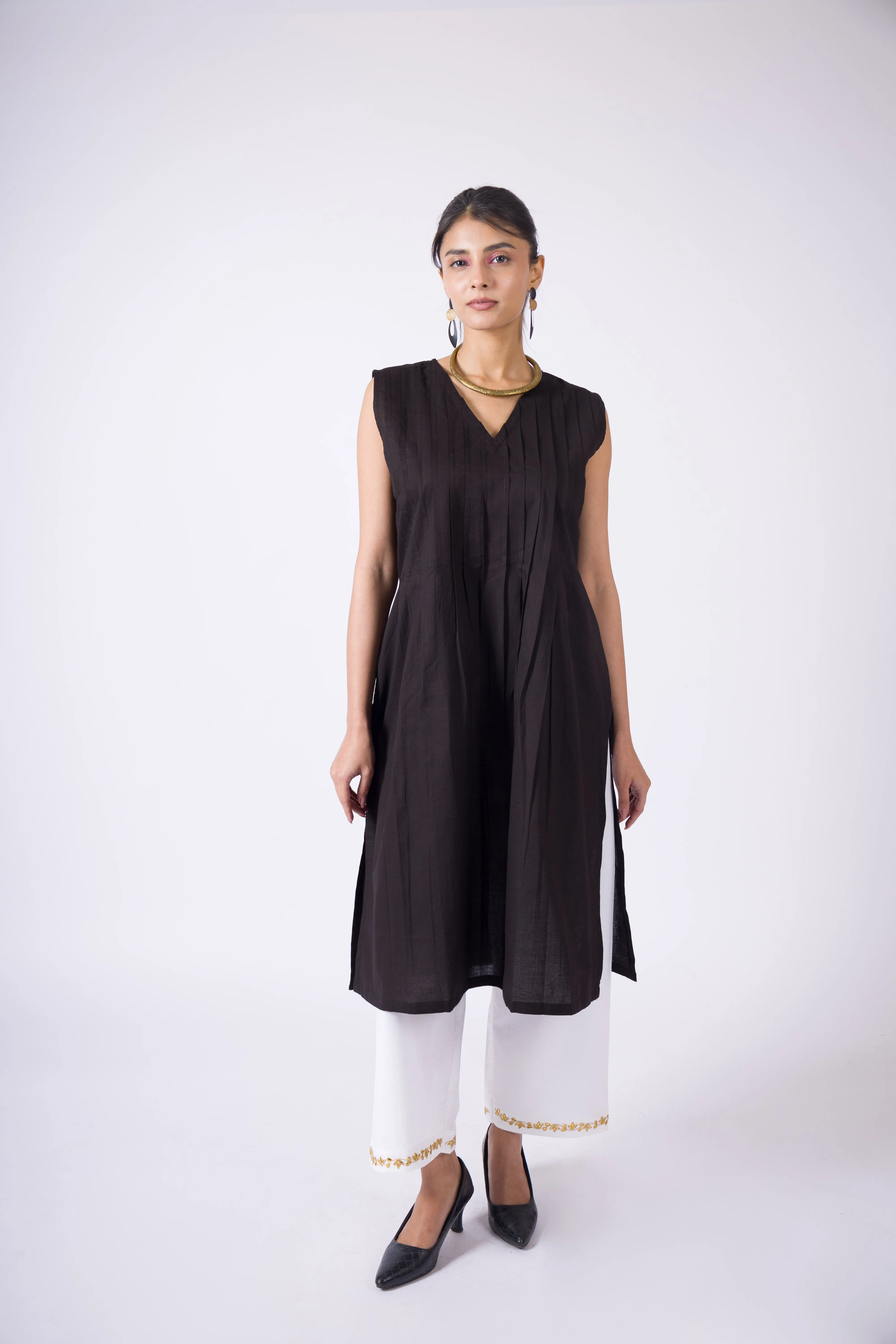 The Summer Sky - Black Mulmul Kurta