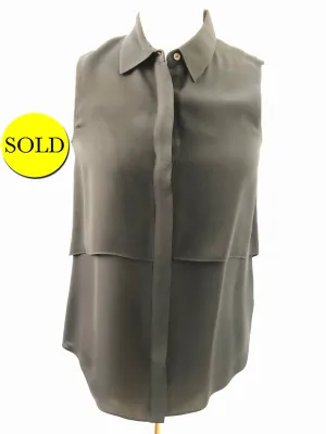 Theory Black Silk Blouse Size S