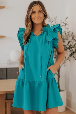 Tiered Ruffled Sleeves Mini Dress