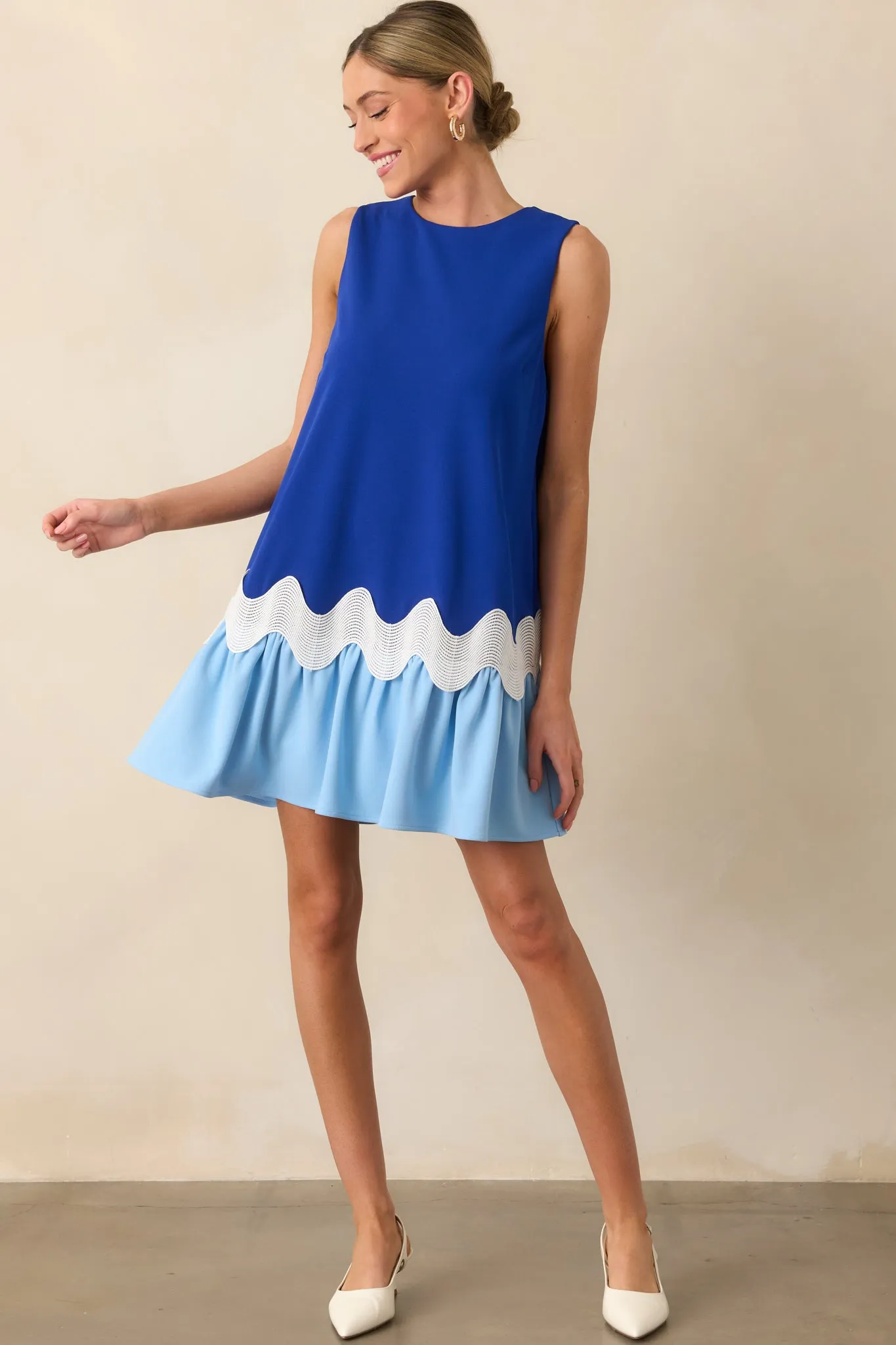 Timeless Twist Blue Mini Shift Dress