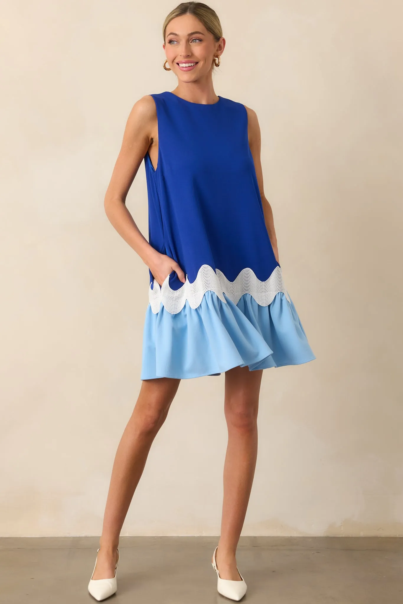 Timeless Twist Blue Mini Shift Dress