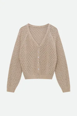 TOMAS - Cardigan beige doré tricot lurex fantaisie