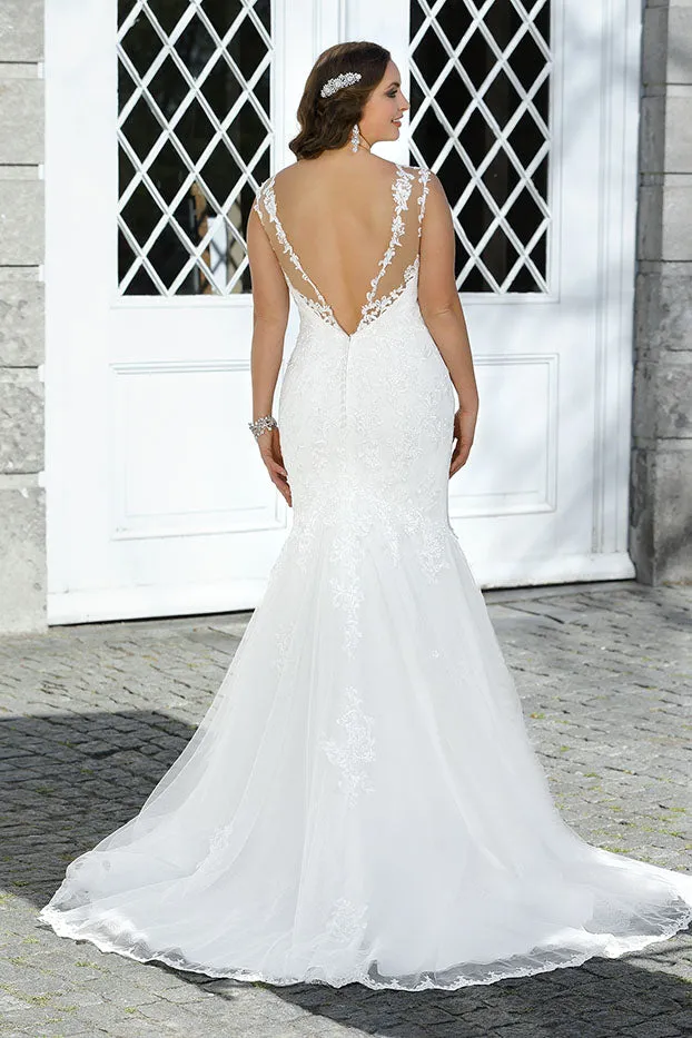 Trumpet Long Bateau Neck Sleeveless Lace Brush Train Deep-V Back Pleats Dress-714772