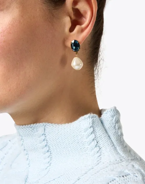 Tunis Sapphire Crystal and Pearl Drop Earrings