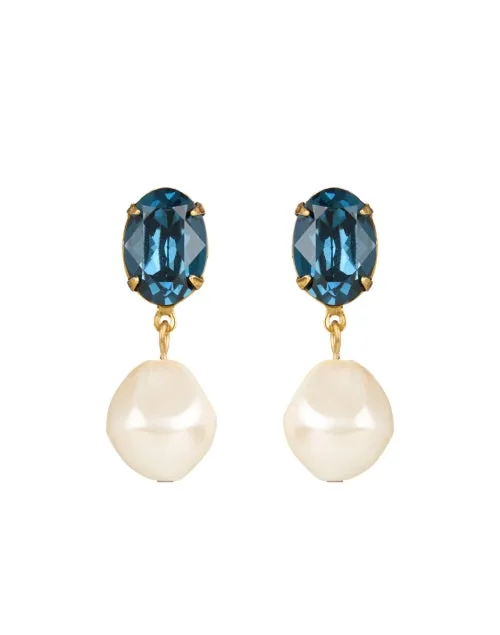 Tunis Sapphire Crystal and Pearl Drop Earrings