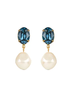 Tunis Sapphire Crystal and Pearl Drop Earrings