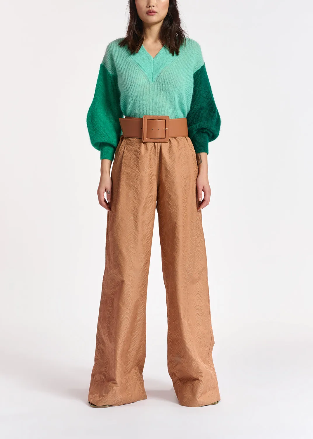 Turquoise v-neck mohair-blend sweater