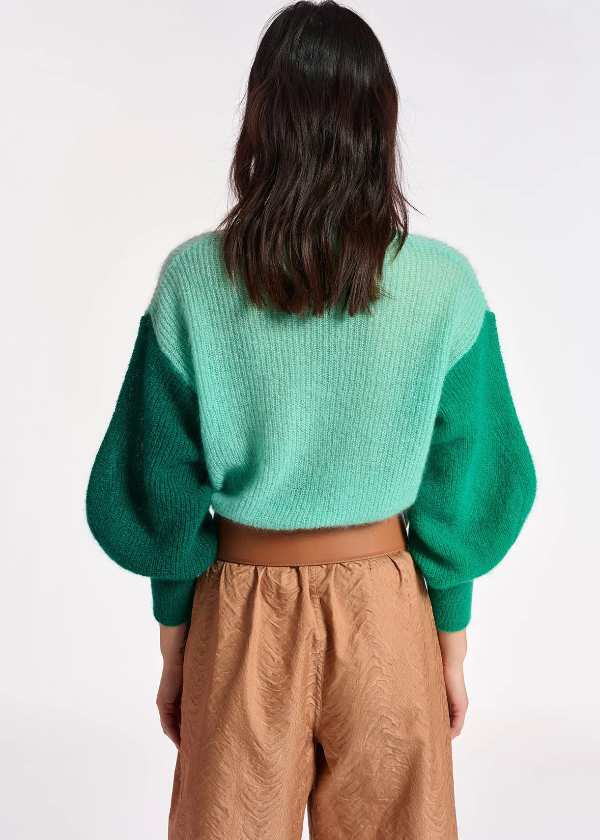 Turquoise v-neck mohair-blend sweater
