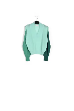 Turquoise v-neck mohair-blend sweater