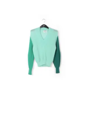 Turquoise v-neck mohair-blend sweater