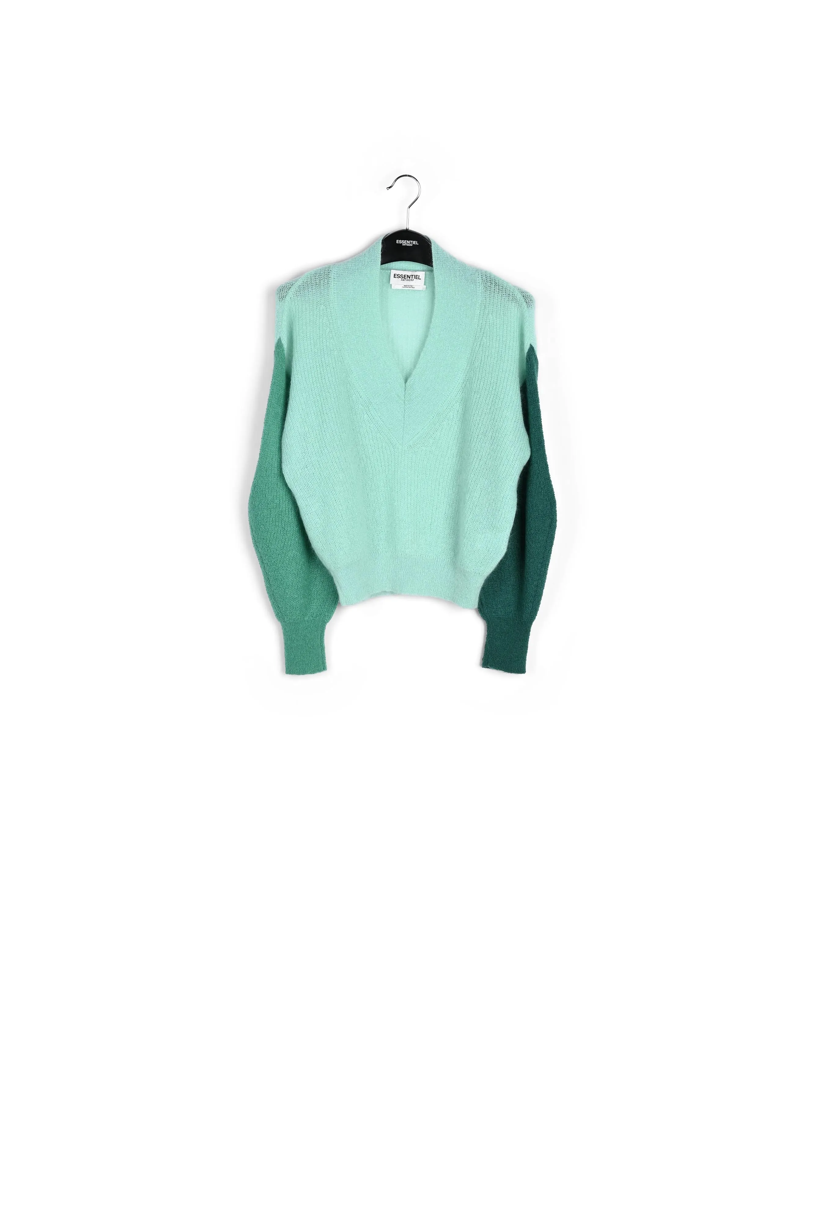 Turquoise v-neck mohair-blend sweater