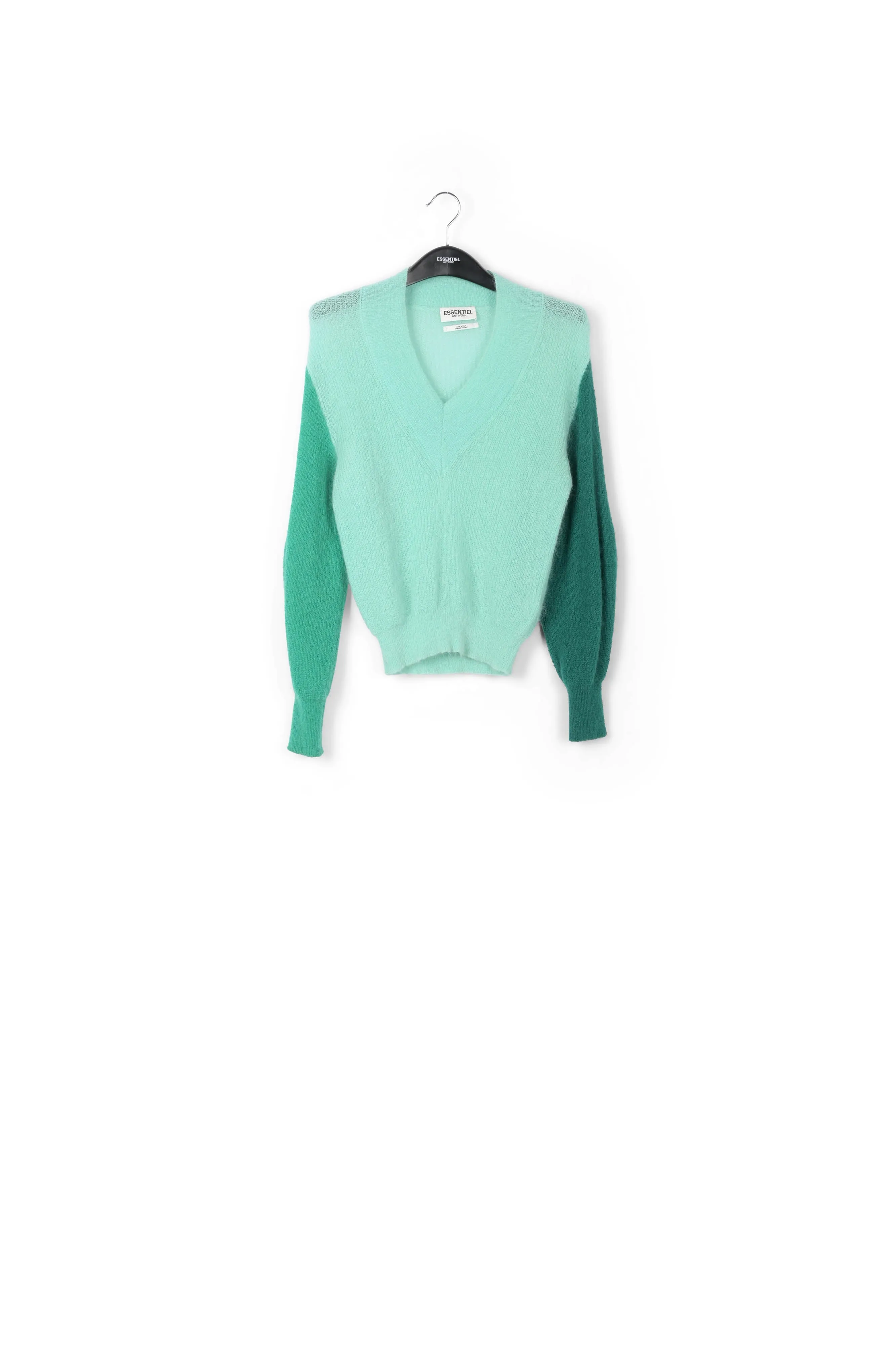 Turquoise v-neck mohair-blend sweater