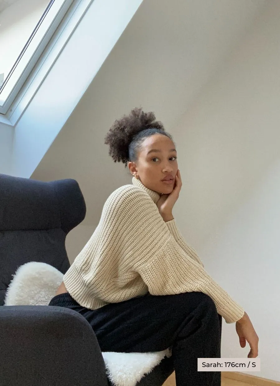 Turtleneck Knit Sweater Penelope Organic Cotton - Ivory