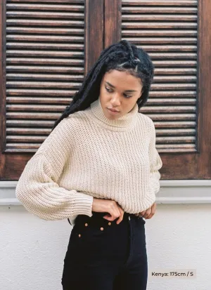 Turtleneck Knit Sweater Penelope Organic Cotton - Ivory