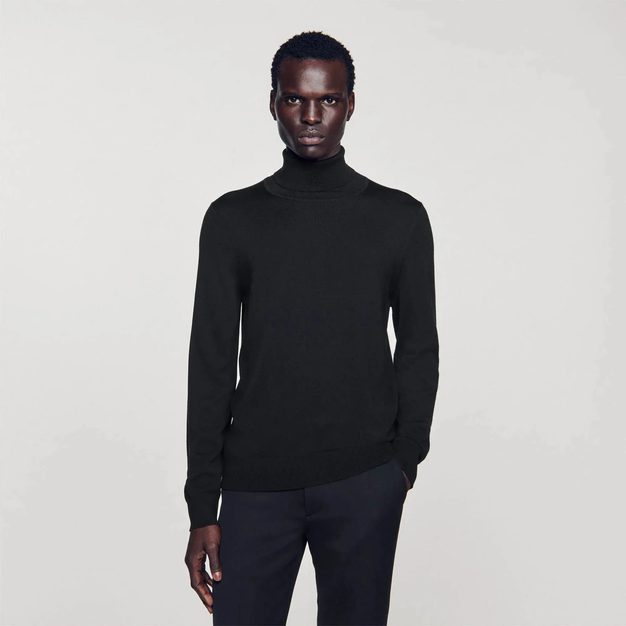 Turtleneck Roll Neck Wool Sweater Navy Blue