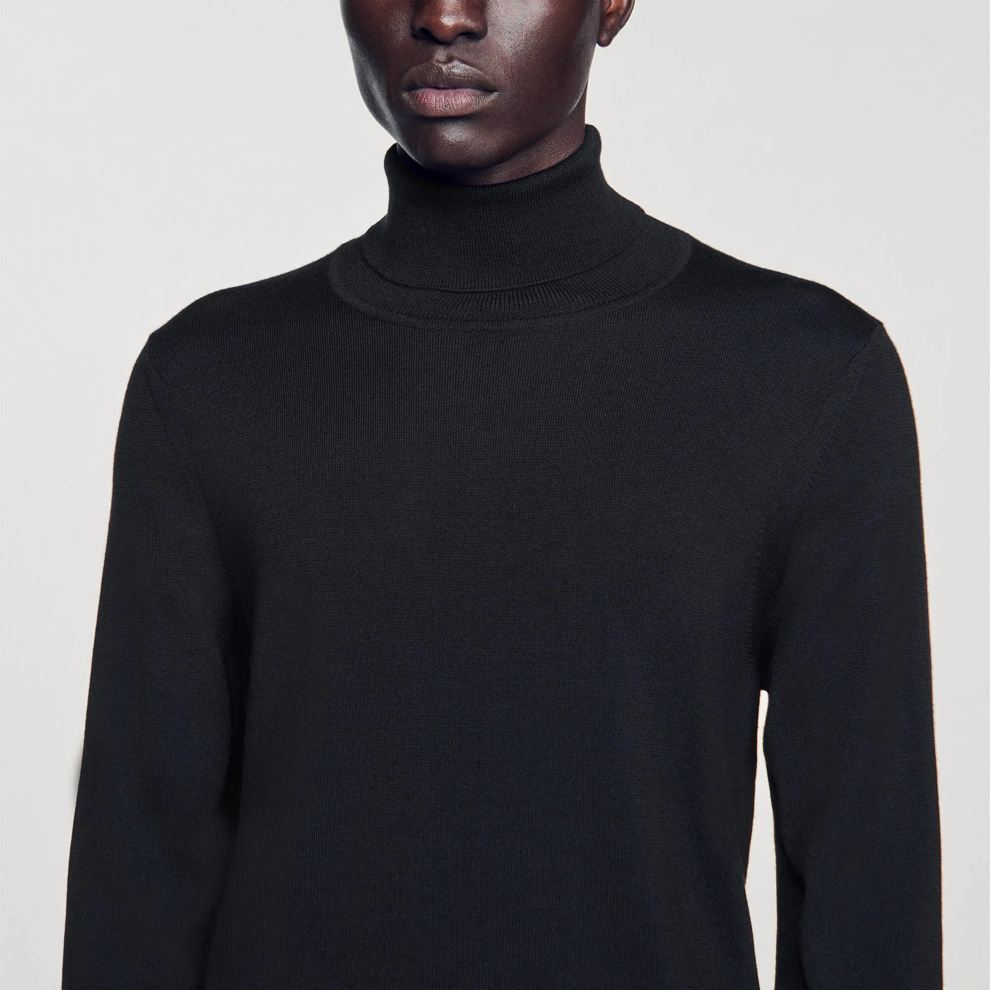 Turtleneck Roll Neck Wool Sweater Navy Blue