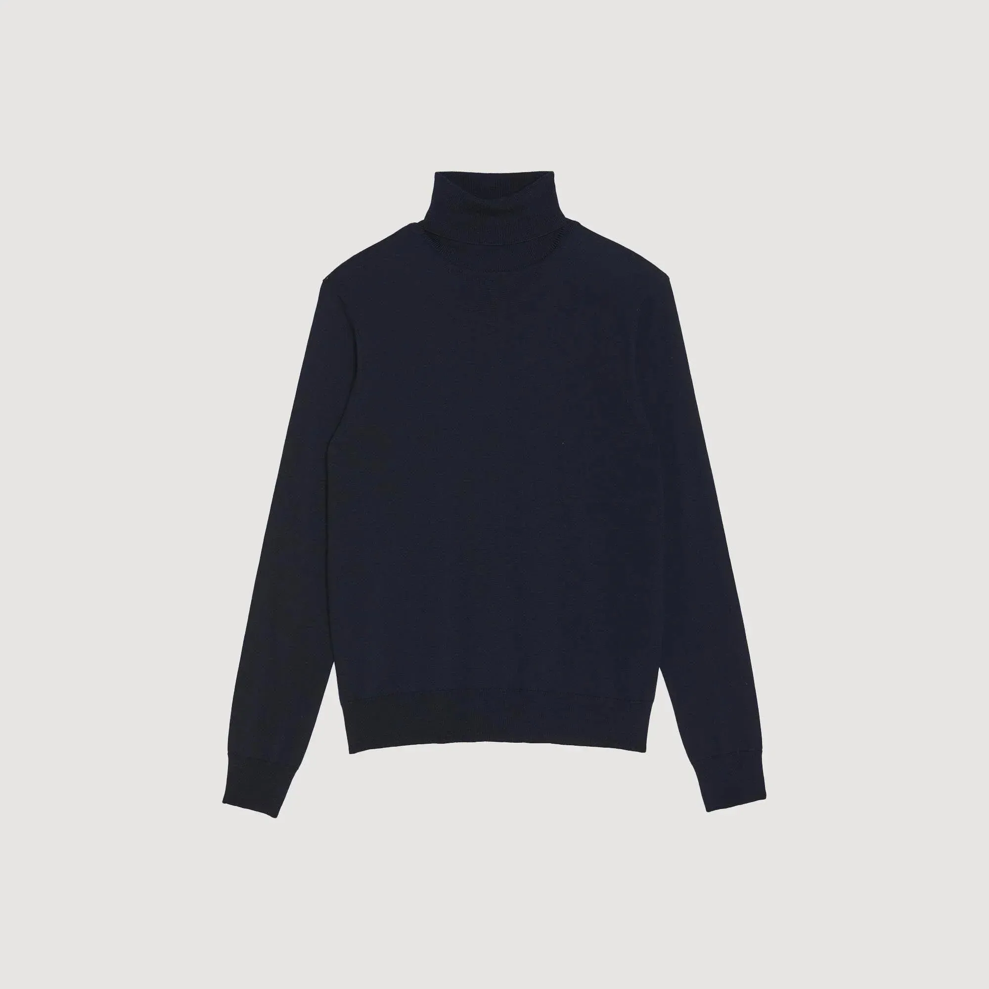 Turtleneck Roll Neck Wool Sweater Navy Blue