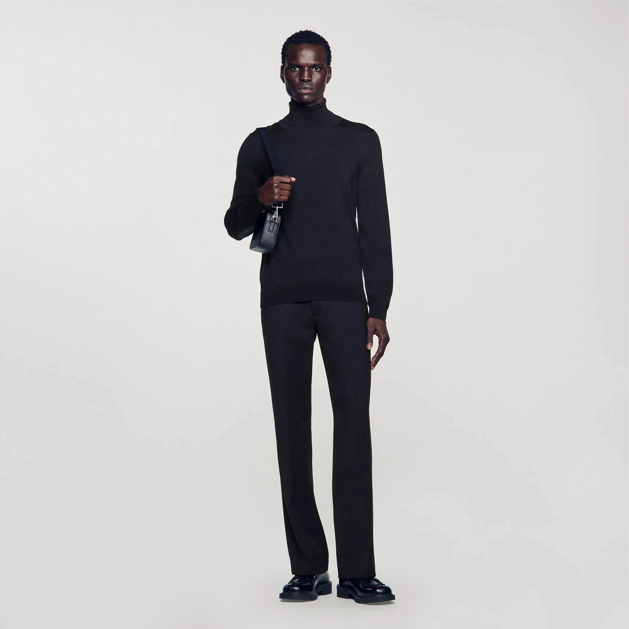 Turtleneck Roll Neck Wool Sweater Navy Blue