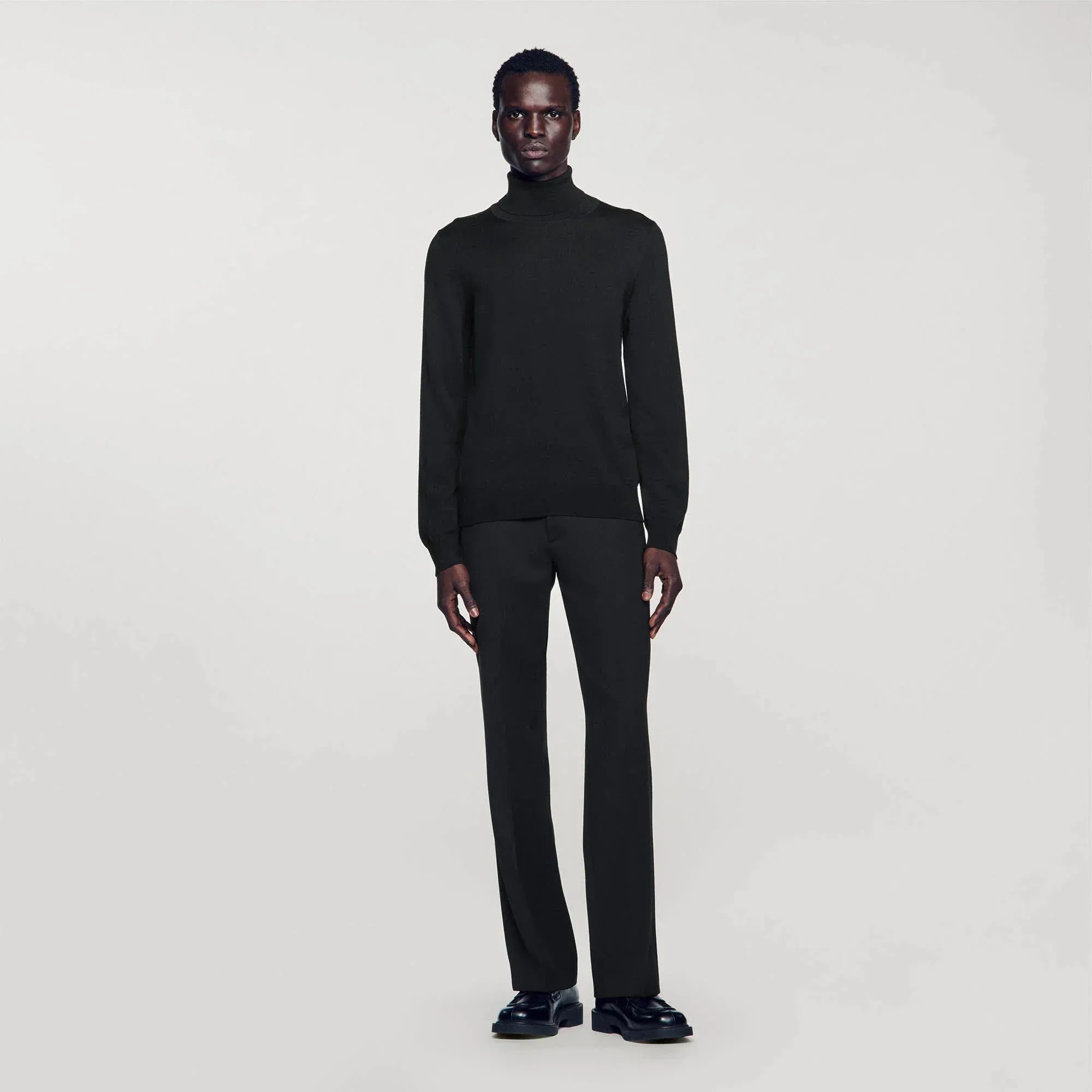 Turtleneck Roll Neck Wool Sweater Navy Blue