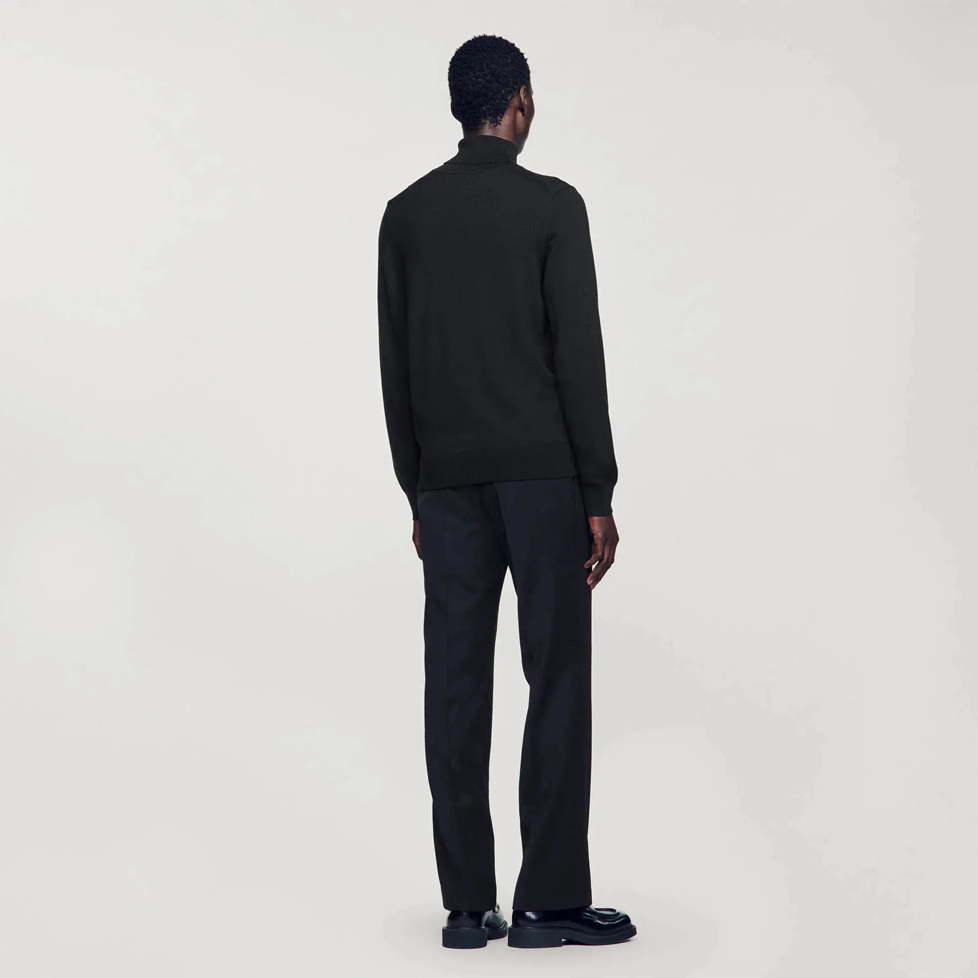 Turtleneck Roll Neck Wool Sweater Navy Blue