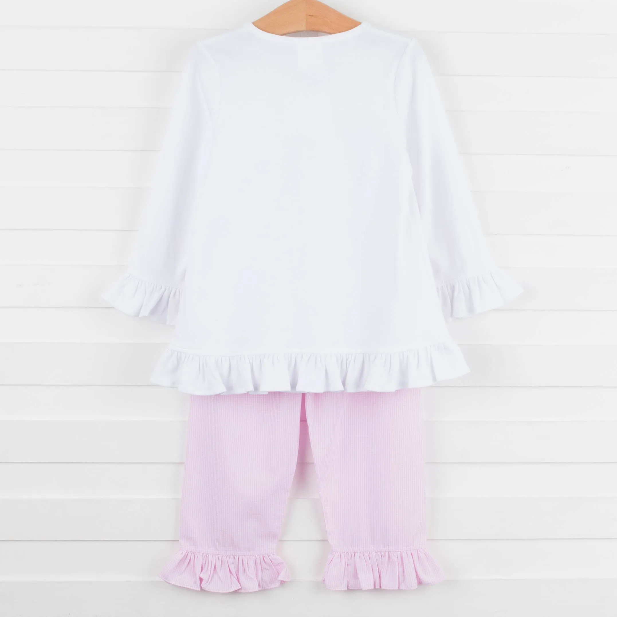 Two Hearts Ruffle Pant Set, Pink