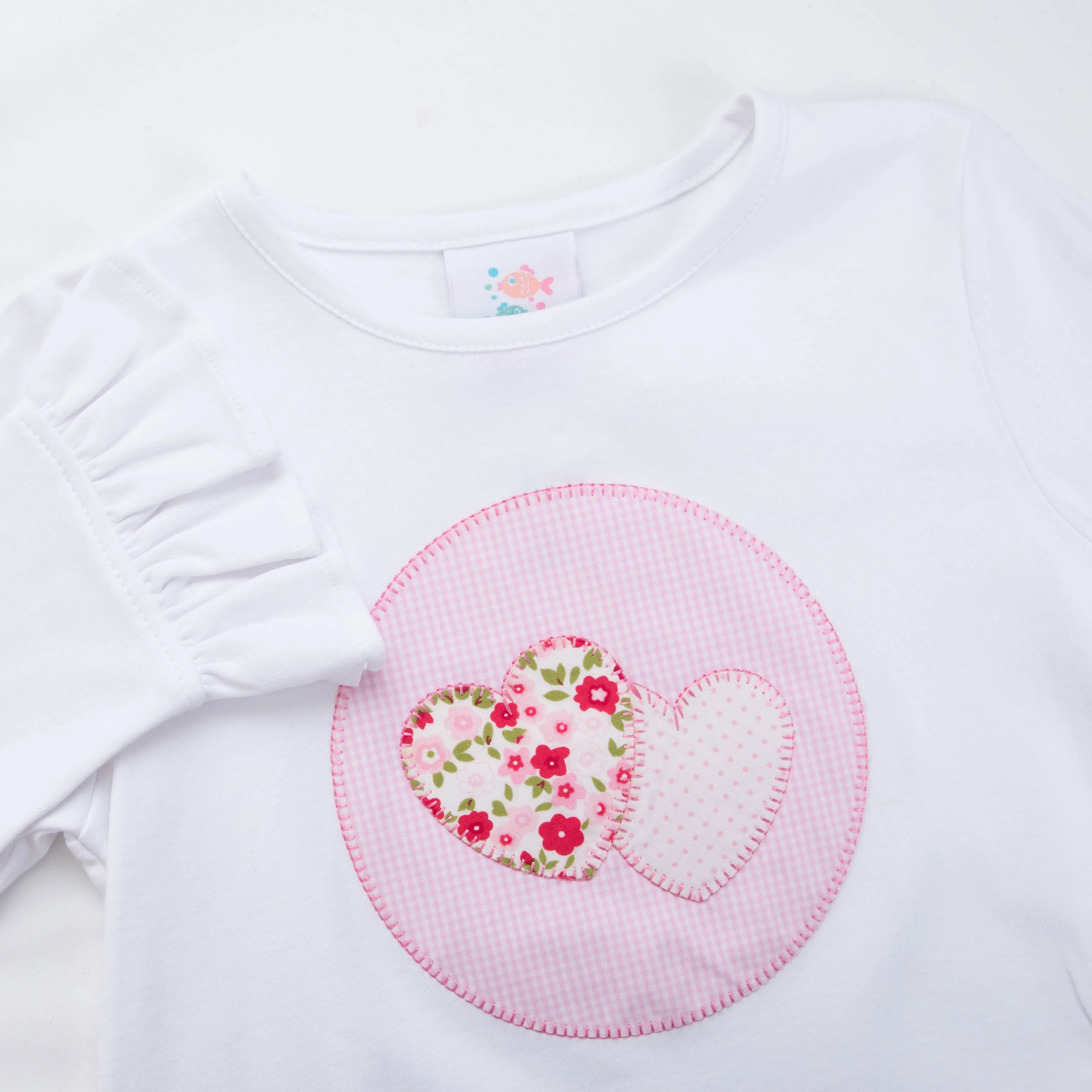 Two Hearts Ruffle Pant Set, Pink