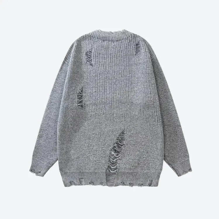 Unisex Grunge Sweater with Ripped Details for Y2K Streetwear