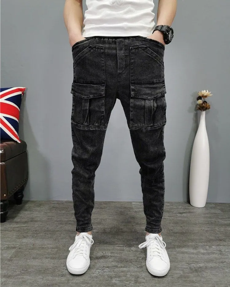 UrbanEdge Premium Slim-Fit Denim Cargo Hosen