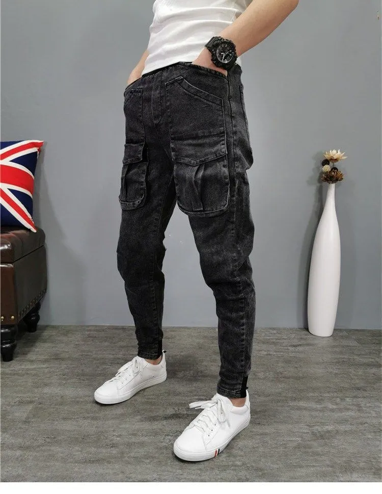 UrbanEdge Premium Slim-Fit Denim Cargo Hosen