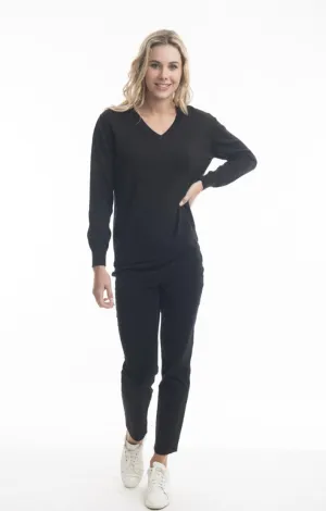 V Neck Cotton Knit In Black