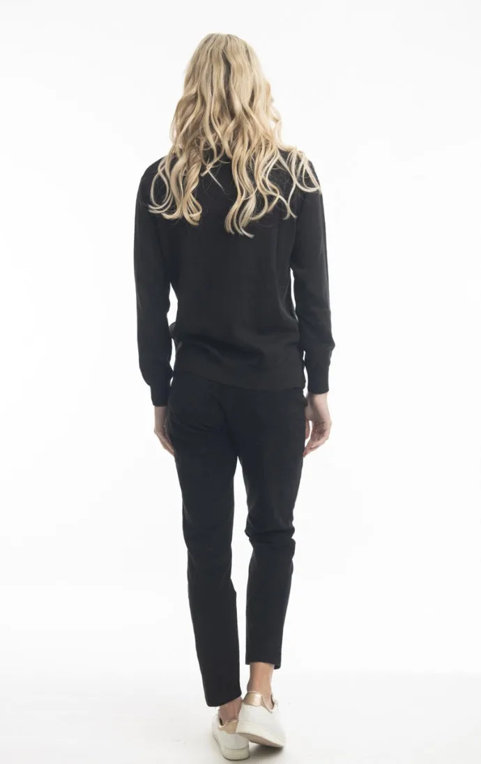 V Neck Cotton Knit In Black