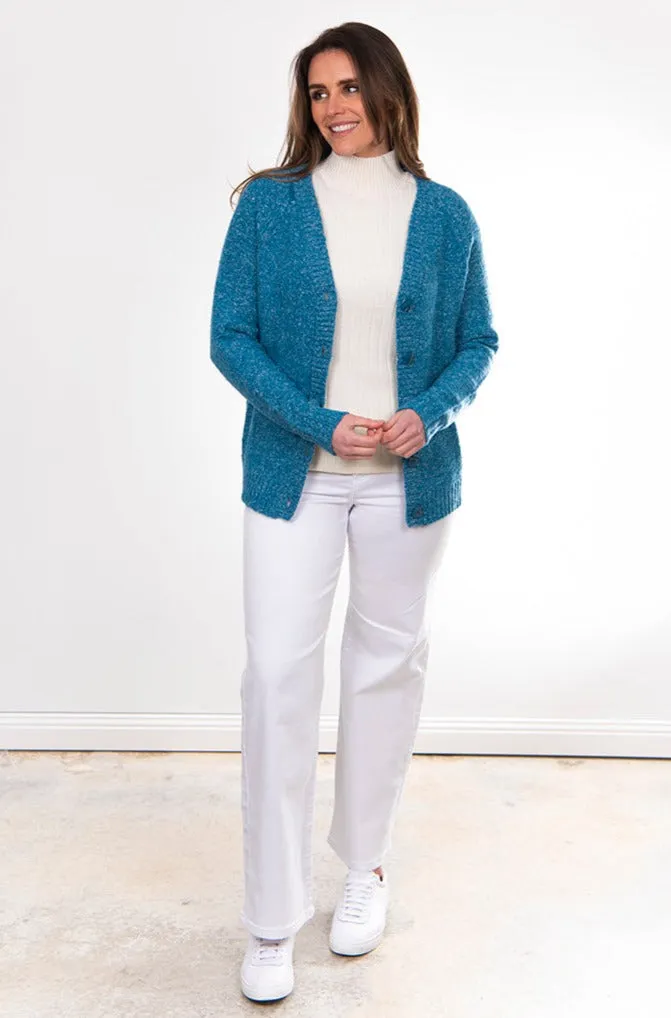 Vee Neck Cardigan With Raglan Sleeve