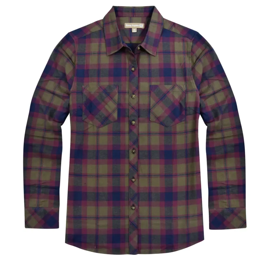 Victory Outfitters Ladies' Plaid Flannel Button Up Shirt w/Two Chest Pockets