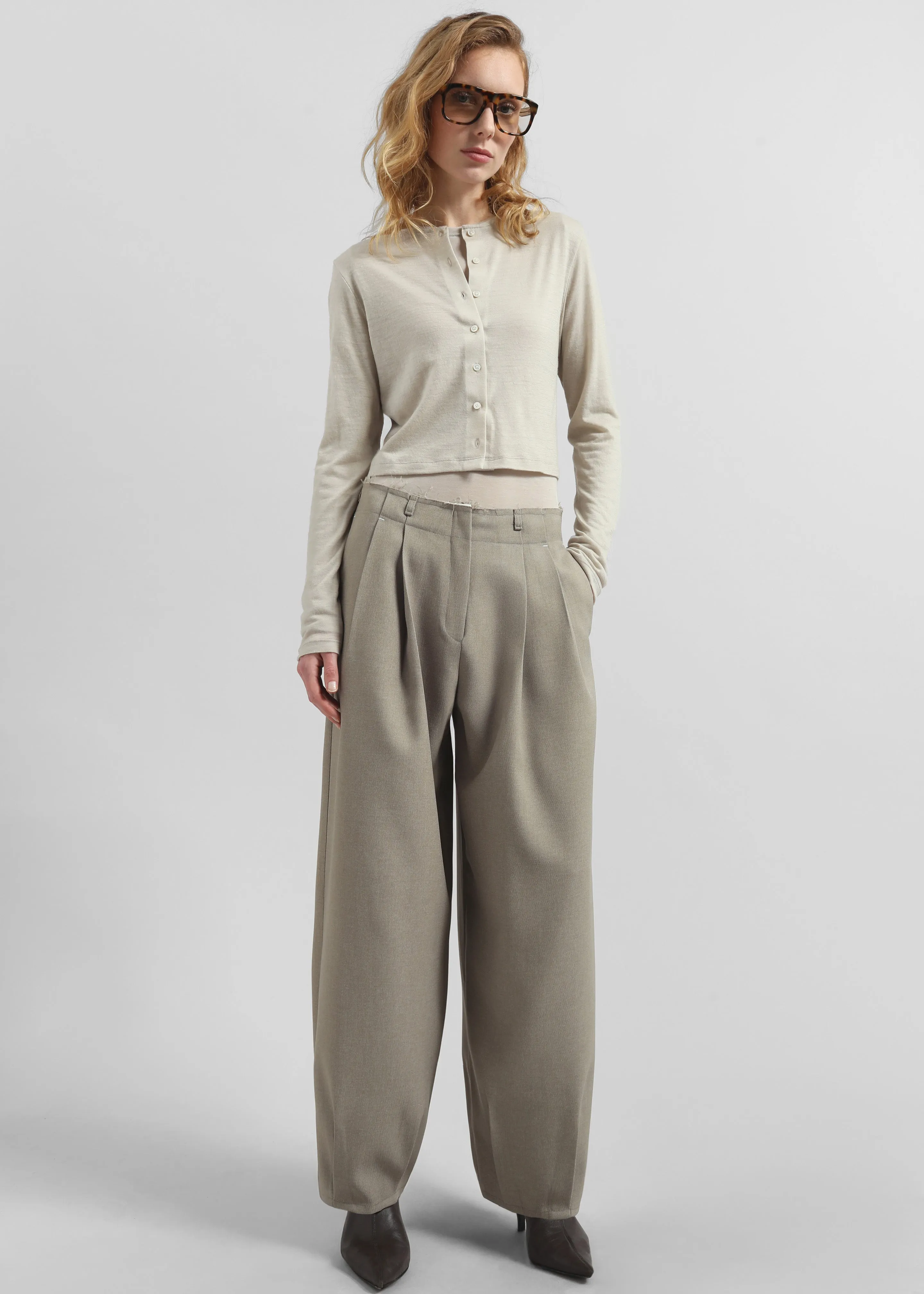 Vinni Thin Wool Cardigan - Light Beige