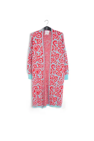Vintage pink and ecru leopard-print cardigan