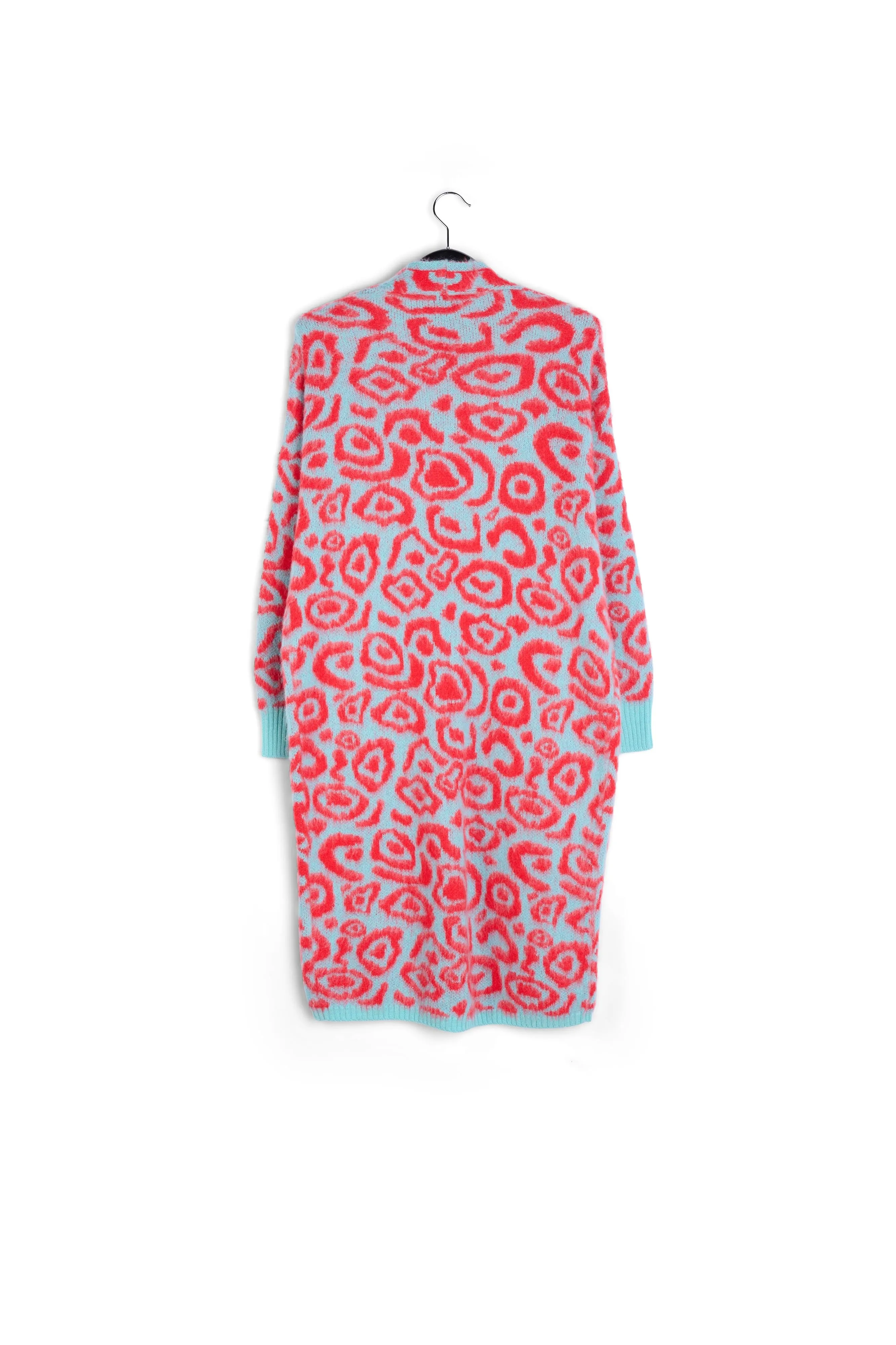 Vintage pink and ecru leopard-print cardigan