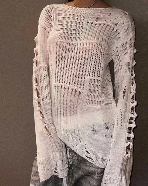 Vintage Ripped Grunge Pullover Sweater