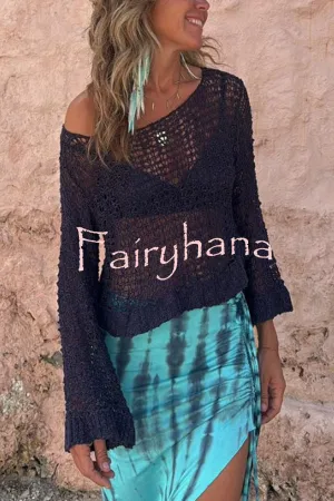 Visalia Knit Hollow Out Long Sleeve Loose Cover-up Sweater