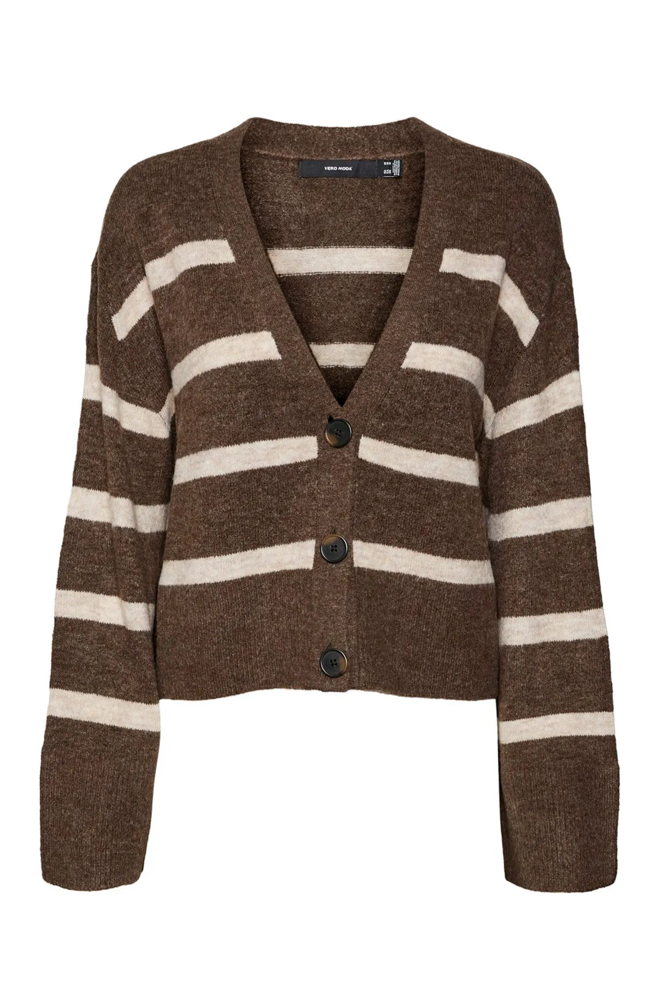 VMLefile Cardigan - Mørkebrun Beige Stribet