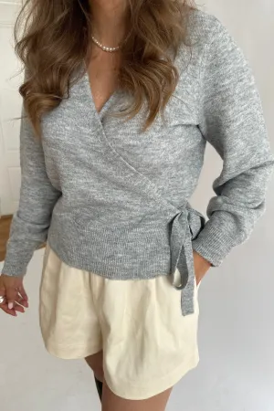 VMSimone Slå Om Cardigan - Lysegrå
